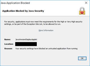 Java Application Bloced pop-up