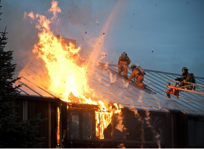 firemen on a roof